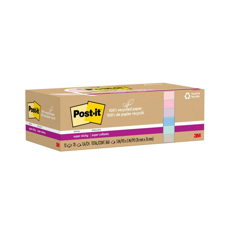 Post-it Super Sticky Notes - Wanderlust Pastels Collection - 76 x 76 mm - 12 x 70 sheets
