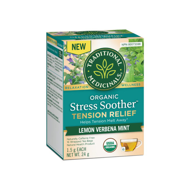 Traditional Medicinals Stress Soother Tension Relief Herbal Tea Bags - Lemon Verbena Mint - 16 x 1.5g