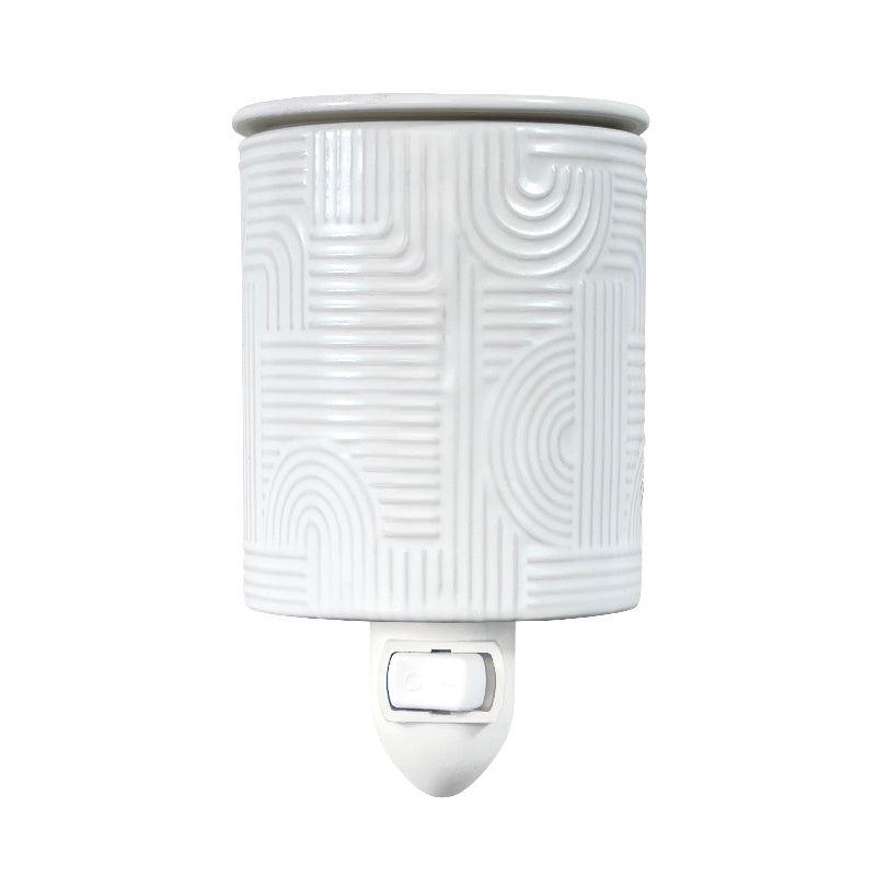 Aromar Plug-In Ceramic Wax Warmer - White Boho - 7.5x13.5cm