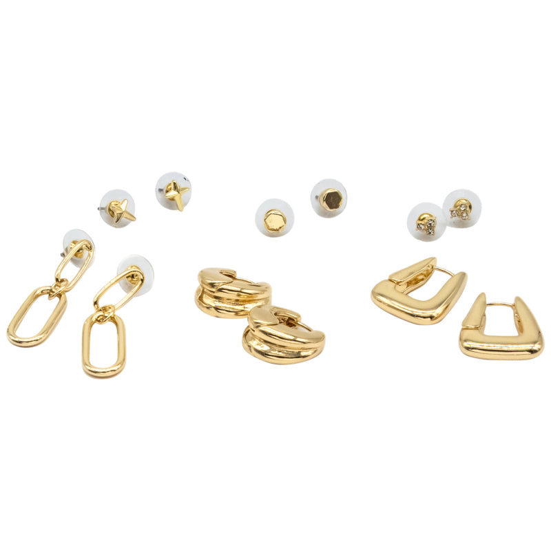 Steve Madden Link Crystal Stud Earrings Set - Crystal