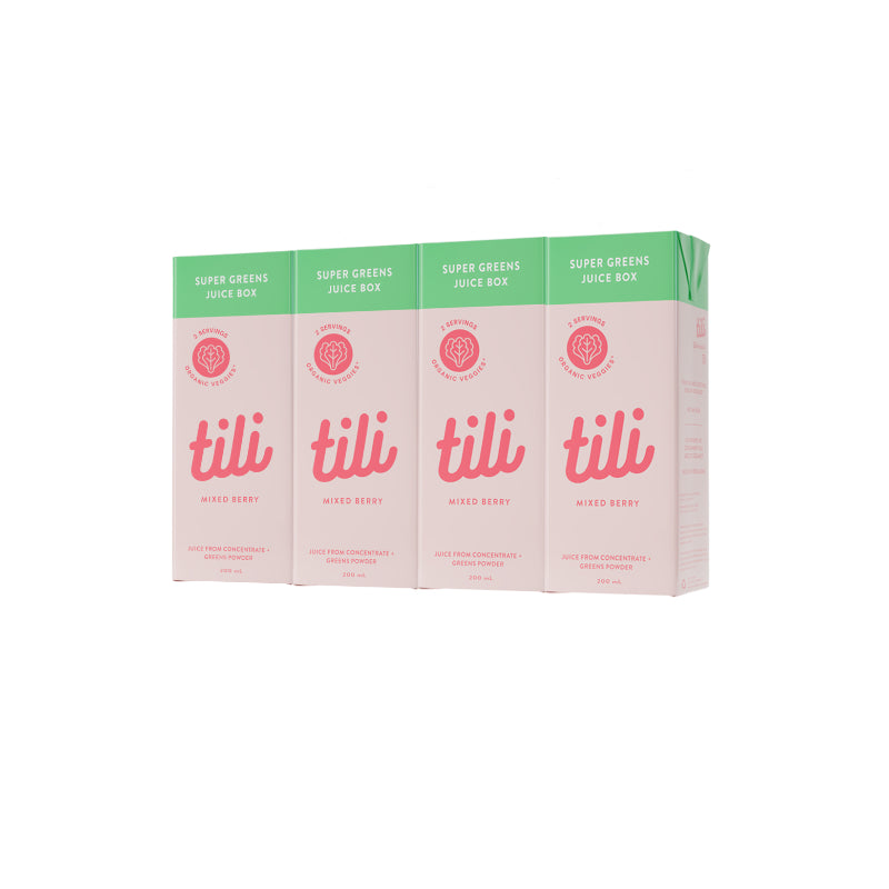 Tili Super Greens Juice Box - Mixed Berry - 4x200ml