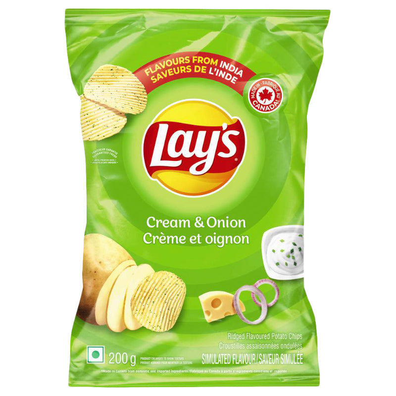 Lay's Cream and Onion Flavoured Potato Chips - 200g