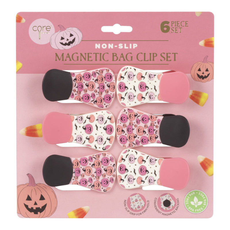 Core Kitchen Magnetic Clip Set for Food Bags - Pink Pumpkins - 6's