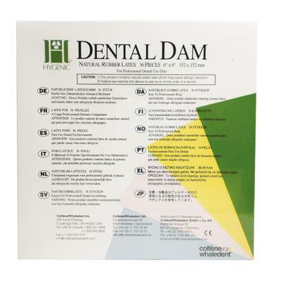 Hygenic® Latex Dental Dam – Children's, Ready Cut, 5" x 5", 52/Pkg