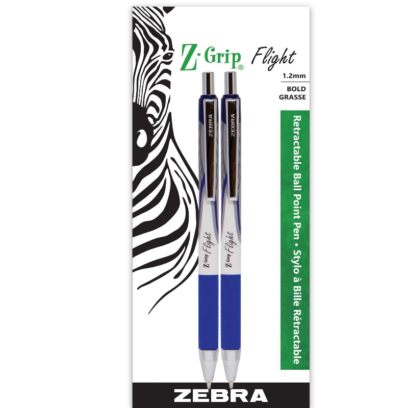 Zebra Z-Grip Flight Retractable Ballpoint Pen - Blue - 2 piece
