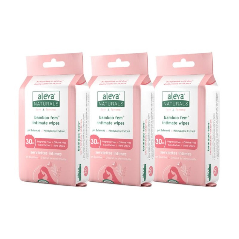 Aleva Naturals Bamboo Fem Intimate Wipes - 3 x 30's