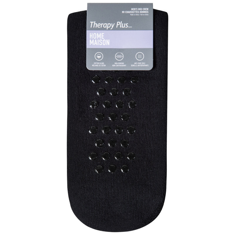 TP Men Mid Crew Home Socks - Black - Non Slip