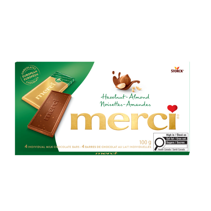 Merci Chocolate - Hazelnut and Almond - 4 Bars/100g