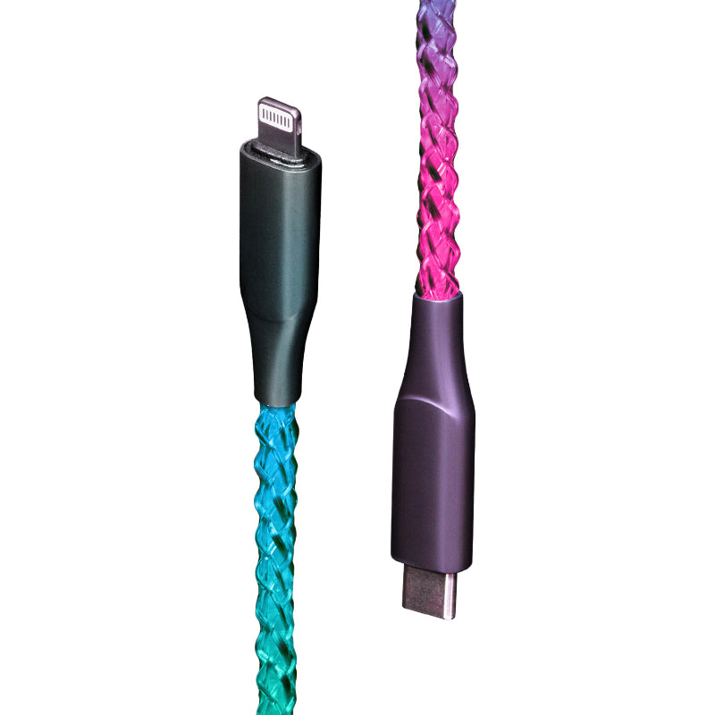 Helix Lucid Charge LED Lightning to USB-C Cable - Translucent
