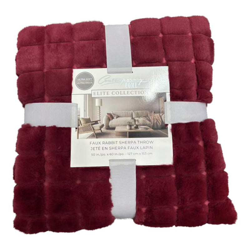 Contemporary Home Elite Collection Faux Rabbit Sherpa - Red - 127 x 153cm
