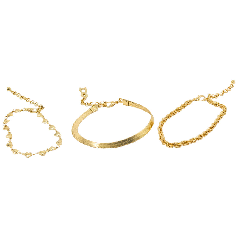 Steve Madden Heart Bracelet Set - Gold