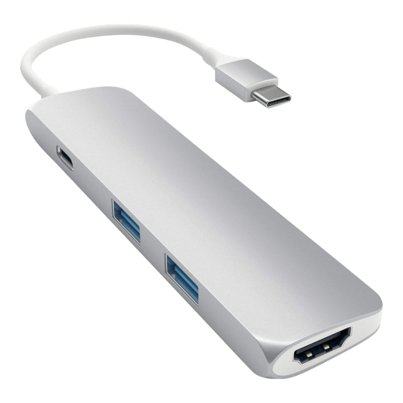 Satechi Slim Aluminum Type-C Multi-Port Adapter 4K USB-C Docking Station - Silver - ST-CMAS