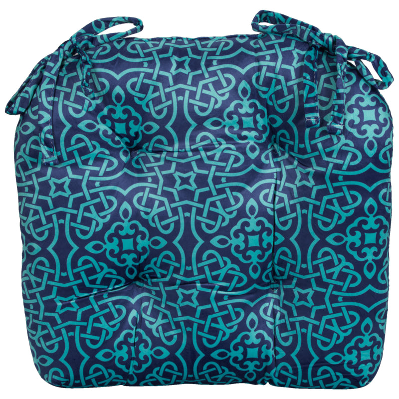 Collection by London Drugs Velvet Chair Pad - Blue Chains - 46x46cm