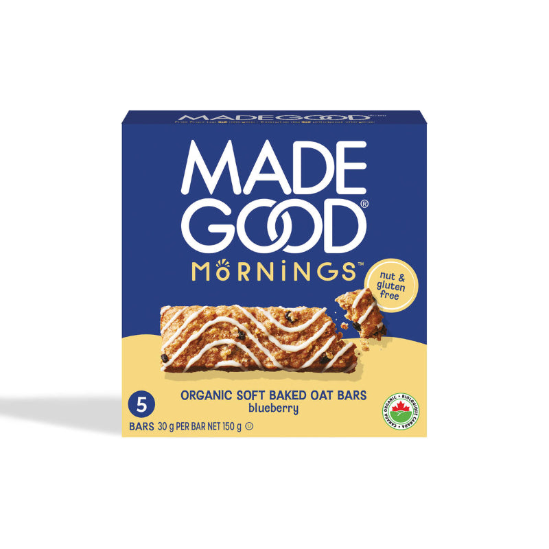 MadeGood Mornings Organic Soft Baked Oat Bars - Blueberry - 5 pack / 150g