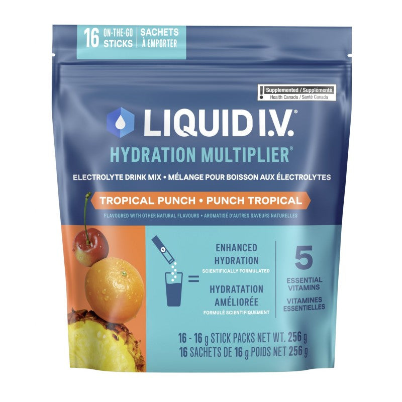 Liquid I.V. Hydration Multiplier Electrolyte Powder - Tropical Punch - 16 x 16g