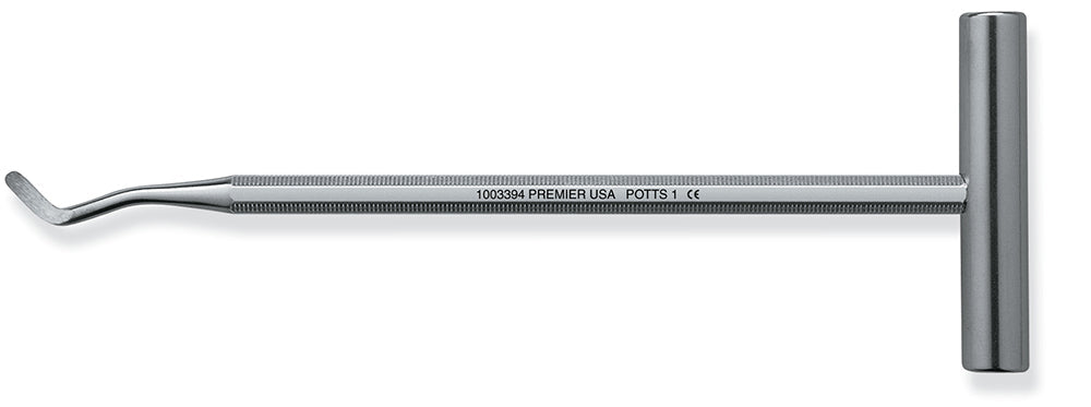 Surgical Elevators – # 1 Potts, T Bar Handle, Single End