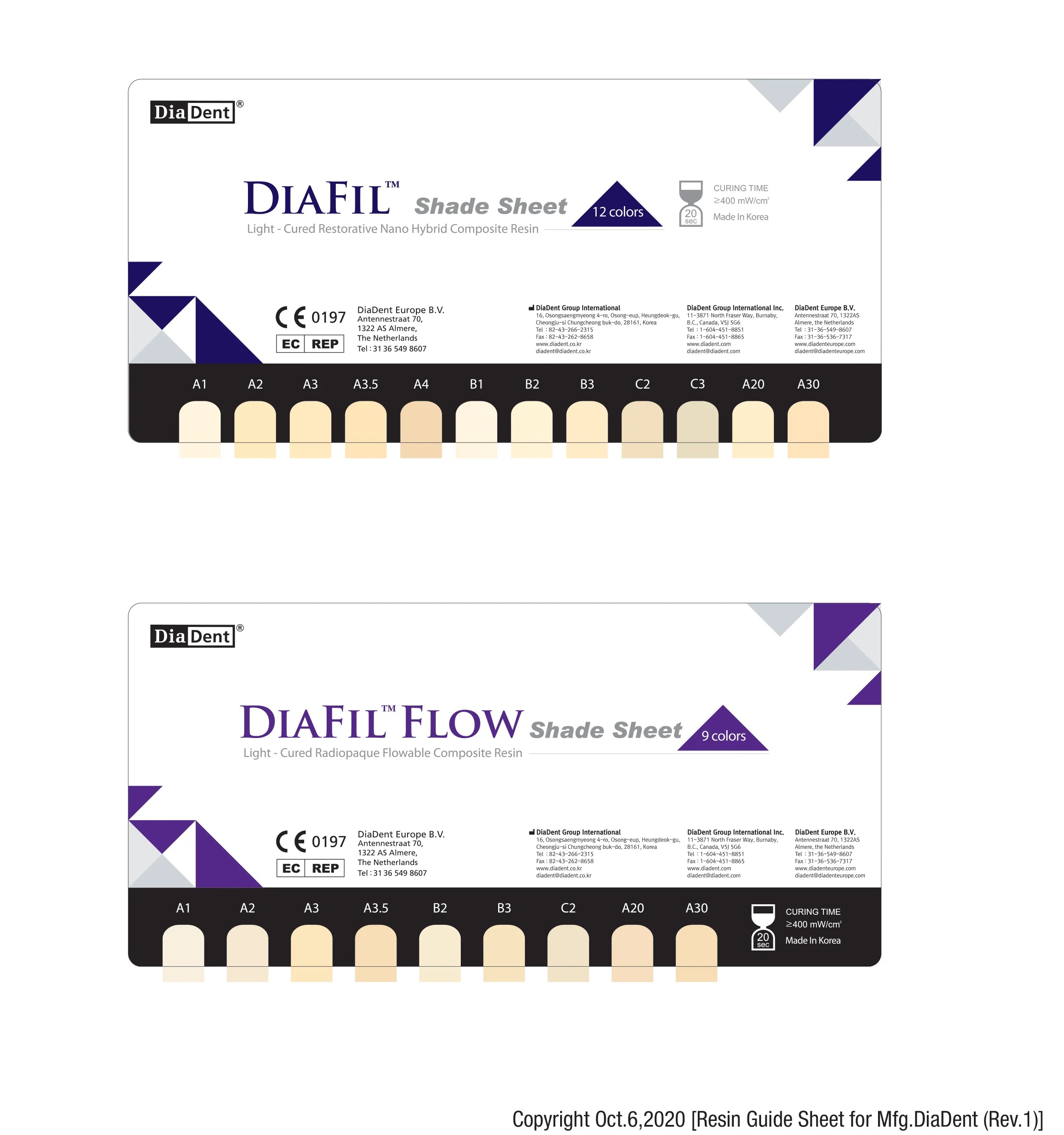 DiaFil™ Light-Cured Nanohybrid Universal Composite Syringe Refill, 4 g
