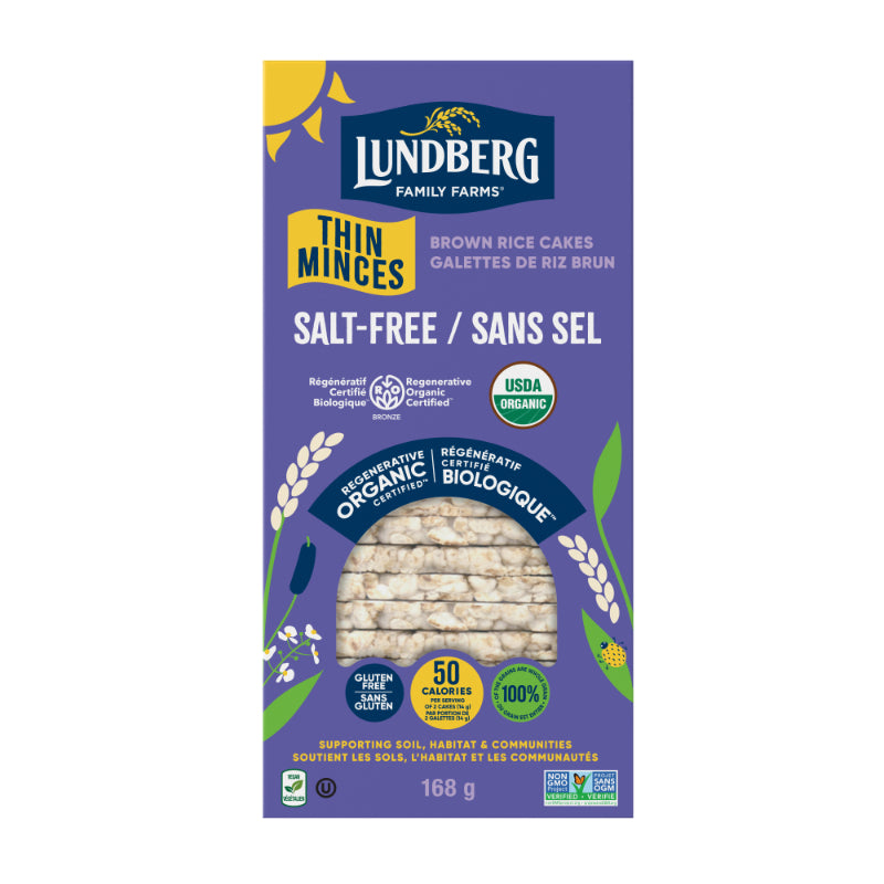 Lundberg Brown Rice Thin Stackers - Salt Free - 168g