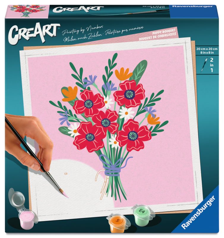 Ravensburger Greart Painting by Numbers - Poppy Bouquet - 8x8in