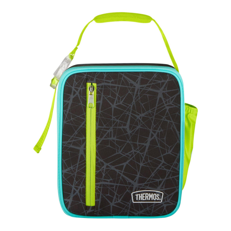 THERMOS Tween Lunch Box - Black with Geometrical Pattern with Blue and Green Accents