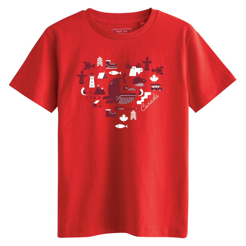 Gertex Canada Heart Printed T-Shirt - Assorted