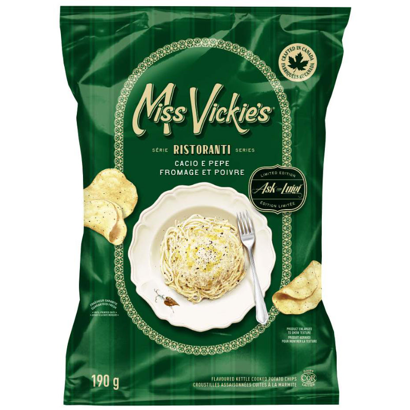 Miss Vickie's Flavoured Kettle Cooked Potato Chips - Cacio E Pepe - 190g