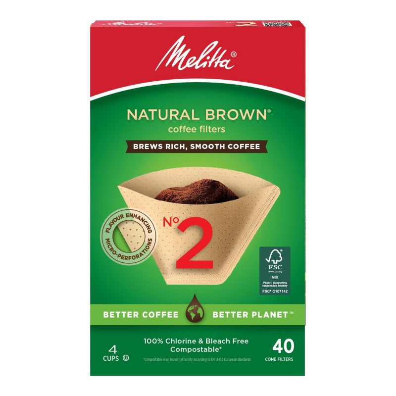Melitta Super Premium #2 Coffee Filter for Coffee Maker - Natural Brown - 40's