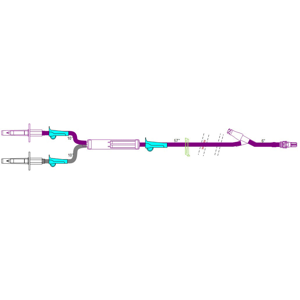 84" (213 cm) Y-Type 10 Drop Blood Set, 170 Micron Filter, Clave™, Rotating Luer