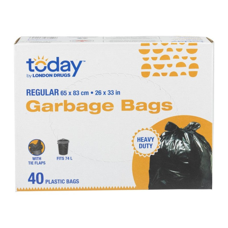 Today by London Drugs Trash Bag - Black - Regular - 74L/40s