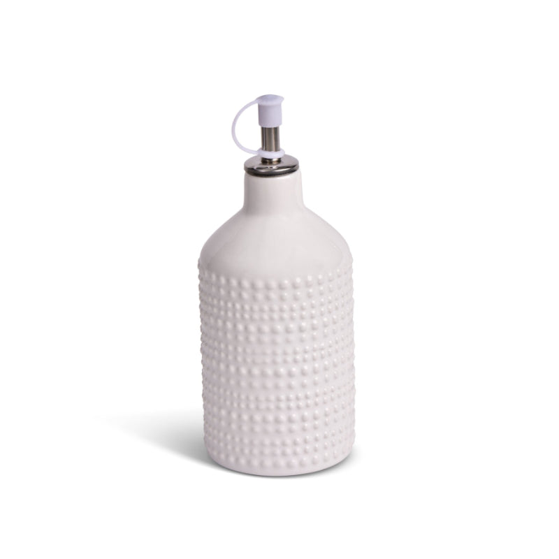 Medici Dotted Ceramic Cruet With Metal Spout - White - 11oz