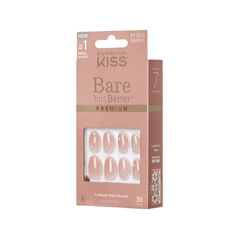 KISS Bare But Better Premium False Nails Kit - Short - Almond - Slay - 30's