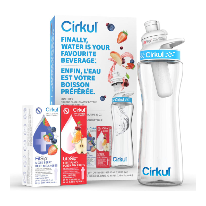 Cirkul Starter Kit Water Bottle - Blue Lid - 650ml