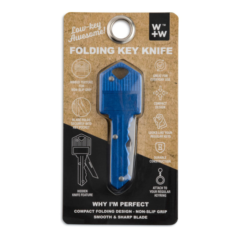 W&W Folding Key Knife - Blue