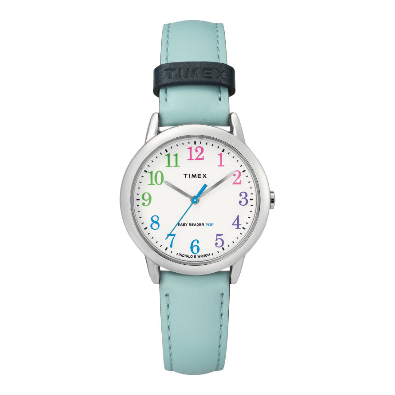 Timex Easy Reader Color Pop Wristwatch - Silver-Tone/White/Blue - TW2U296009J