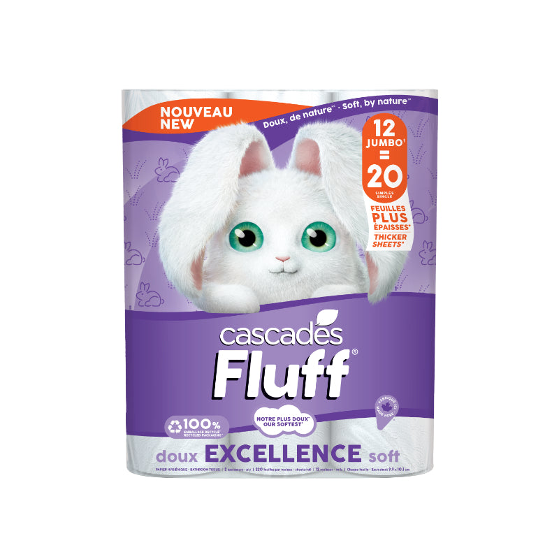 Cascades Fluff Excellence Bathroom Tissue - 12 Rolls