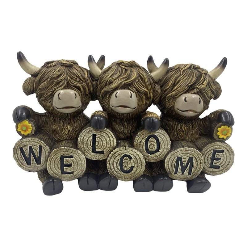 Collection by London Drugs Decorative Sign - Highland Cow - Welcome - 28X11X18CM