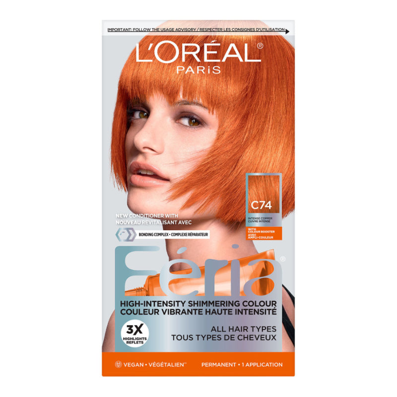 L'Oreal Paris Feria Power Copper Permanent Hair Color - Intense Copper (C74)