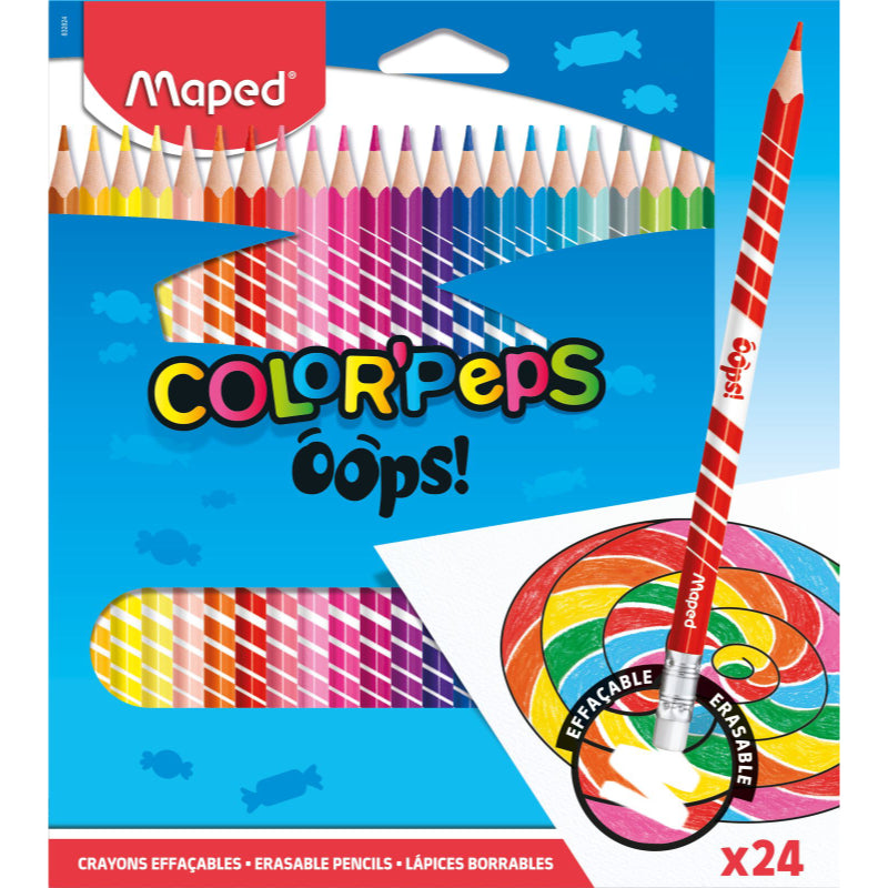 Maped Color Peps Oops! Erasable Colour Pencils - 24s
