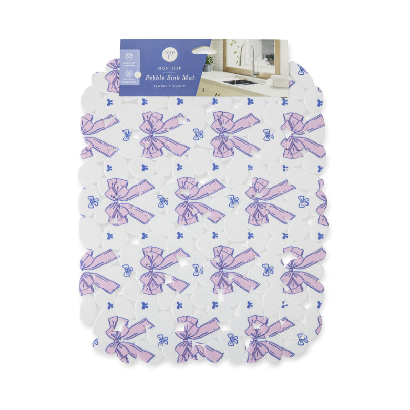 Core Kitchen Pebble Sink Mat - Pink Bows - 29 x 40.1cm