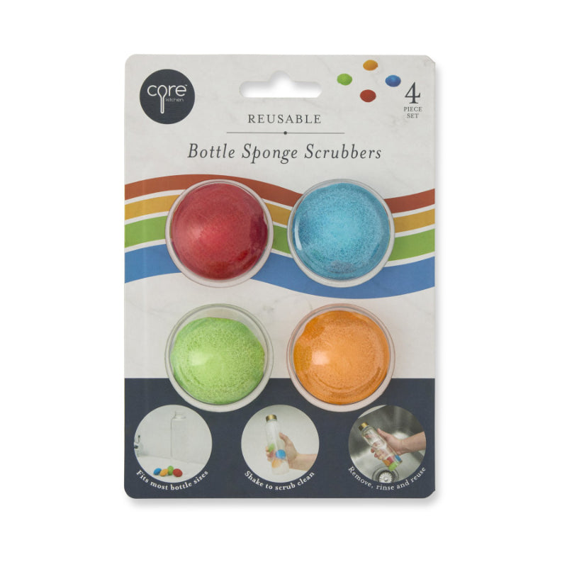 Core Kitchen Bottle Sponge / Scrubber - Bright Multi - 4 pack