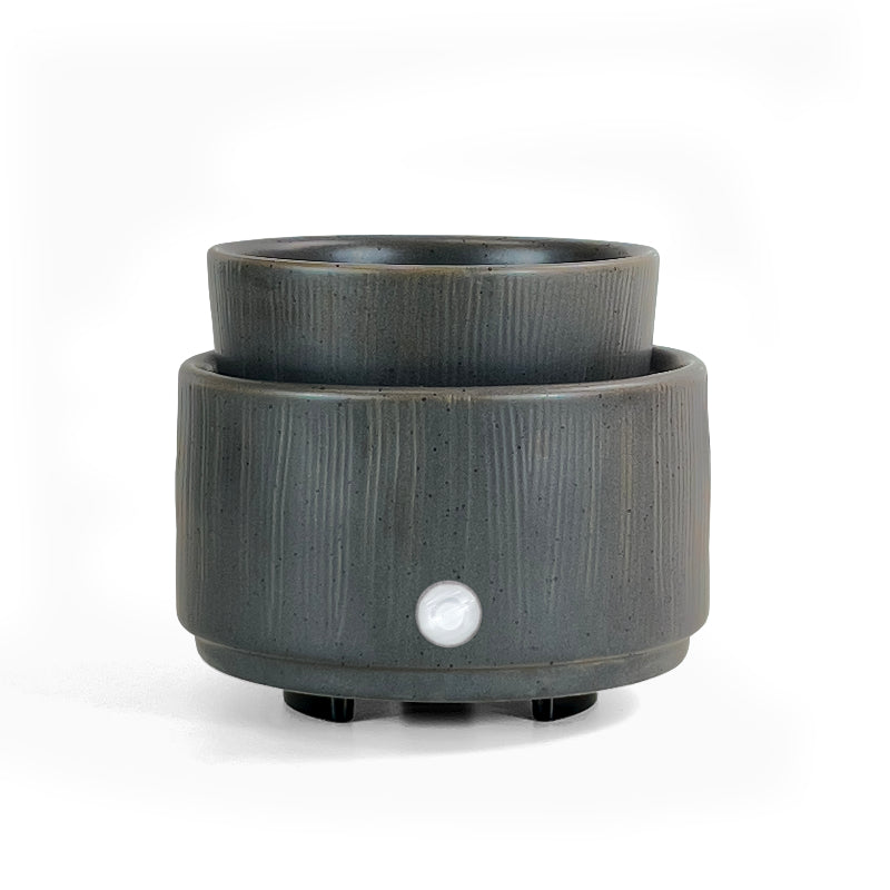 Aromar Ceramic Wax Warmer - Grey Ribbed - 10x8cm
