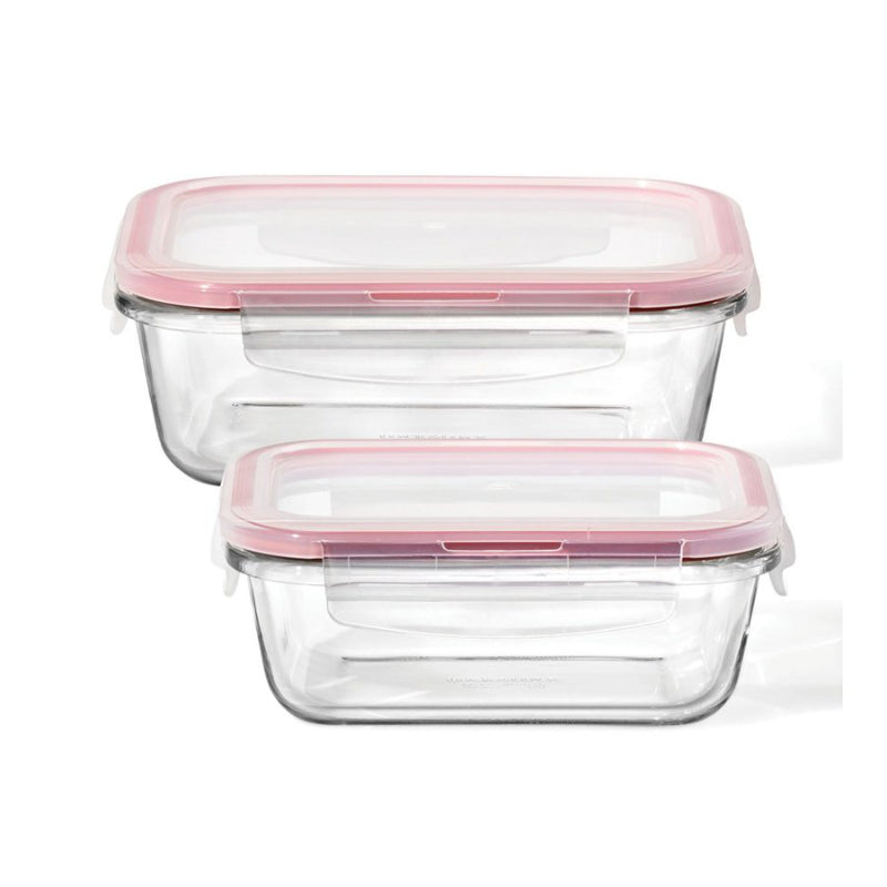 Starfrit LocknLock 4-Piece Borosilicate Glass Food Container Set - Rectangular - 4-Sided Locking Lid