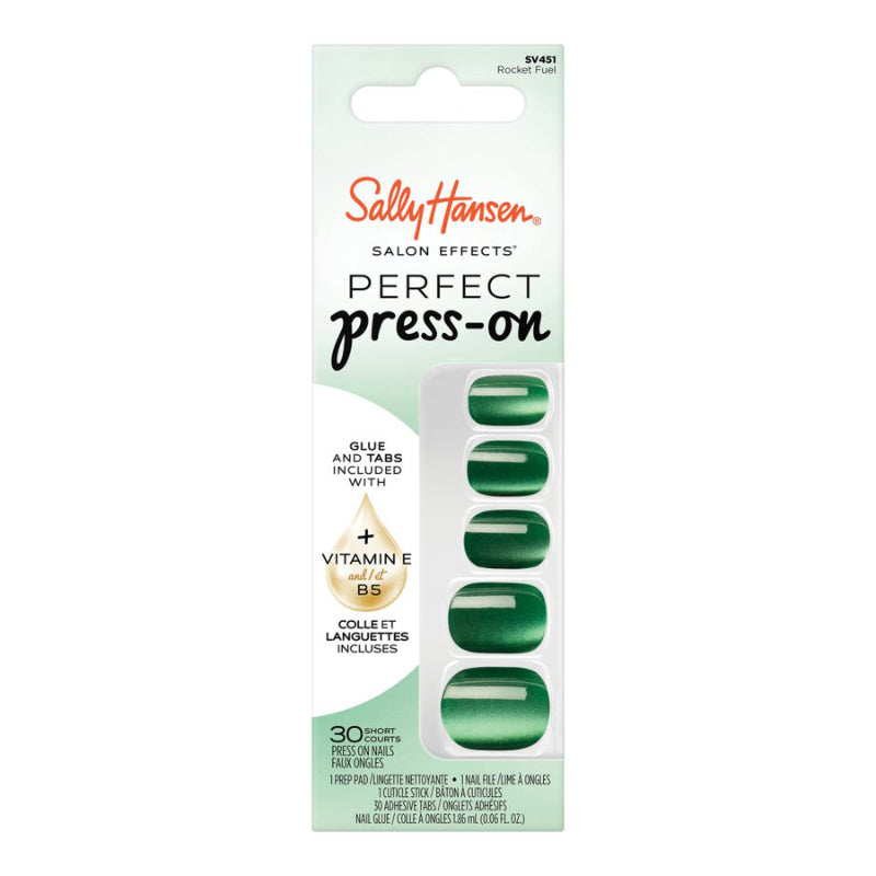 Sally Hansen Salon Effects Perfect Press-on False Nails Kit - Short - Squoval - Rocket Fuel (SV451) - 30's