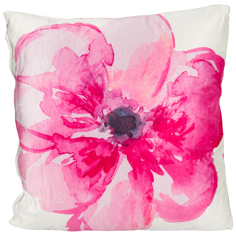 Collection by London Drugs Velvet Cushion - White/Pink Flower - 46x46cm