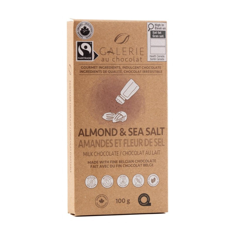 Galerie au Chocolat Milk Chocolate Bar - Almond & Sea Salt - 100g