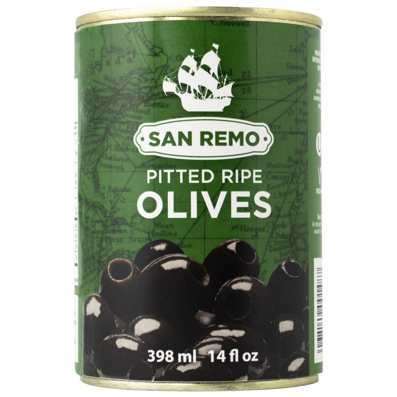 San Remo Black Pitted Ripe Olives - 398ml