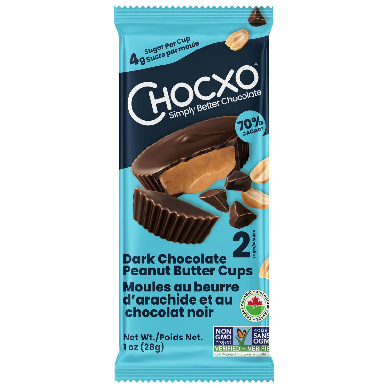 ChocXO Simply Better Chocolate - Dark Chocolate Peanut Butter Cups - 28g / 2 Pack