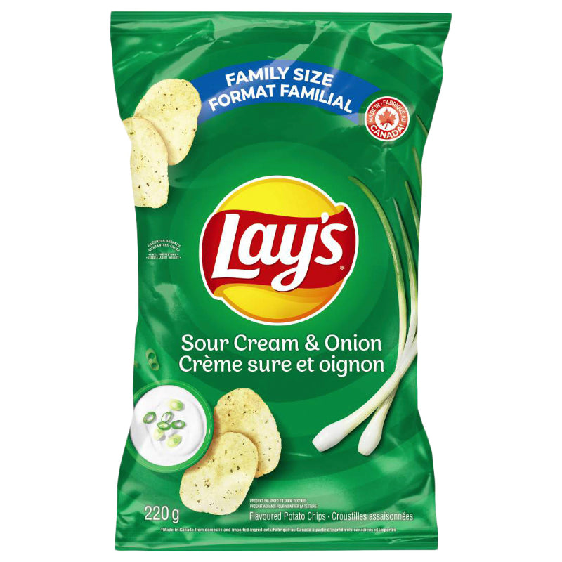 Lay's Sour Cream and Onion Flavoured Potato Chips - Family Size - 220g