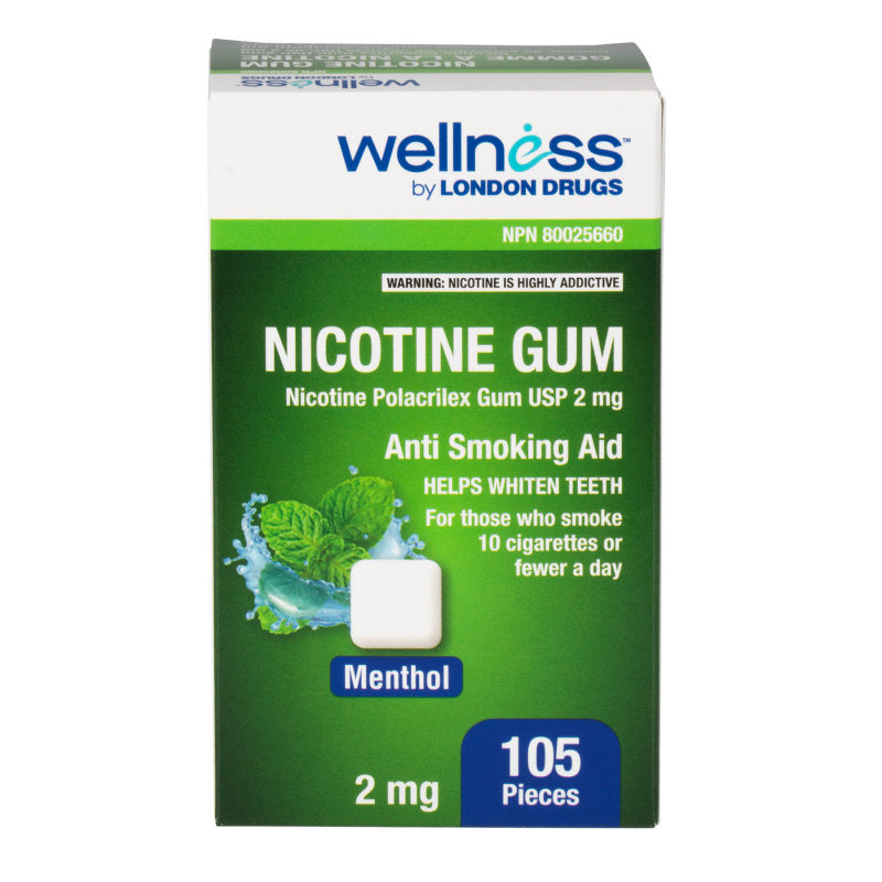 Wellness by London Drugs Nicotine Gums - 2mg - Mint - 105's