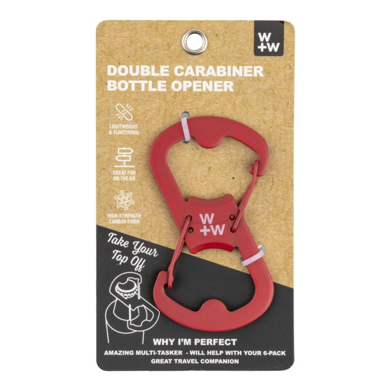 W + W Double Carabiner Bottle Opener - Red